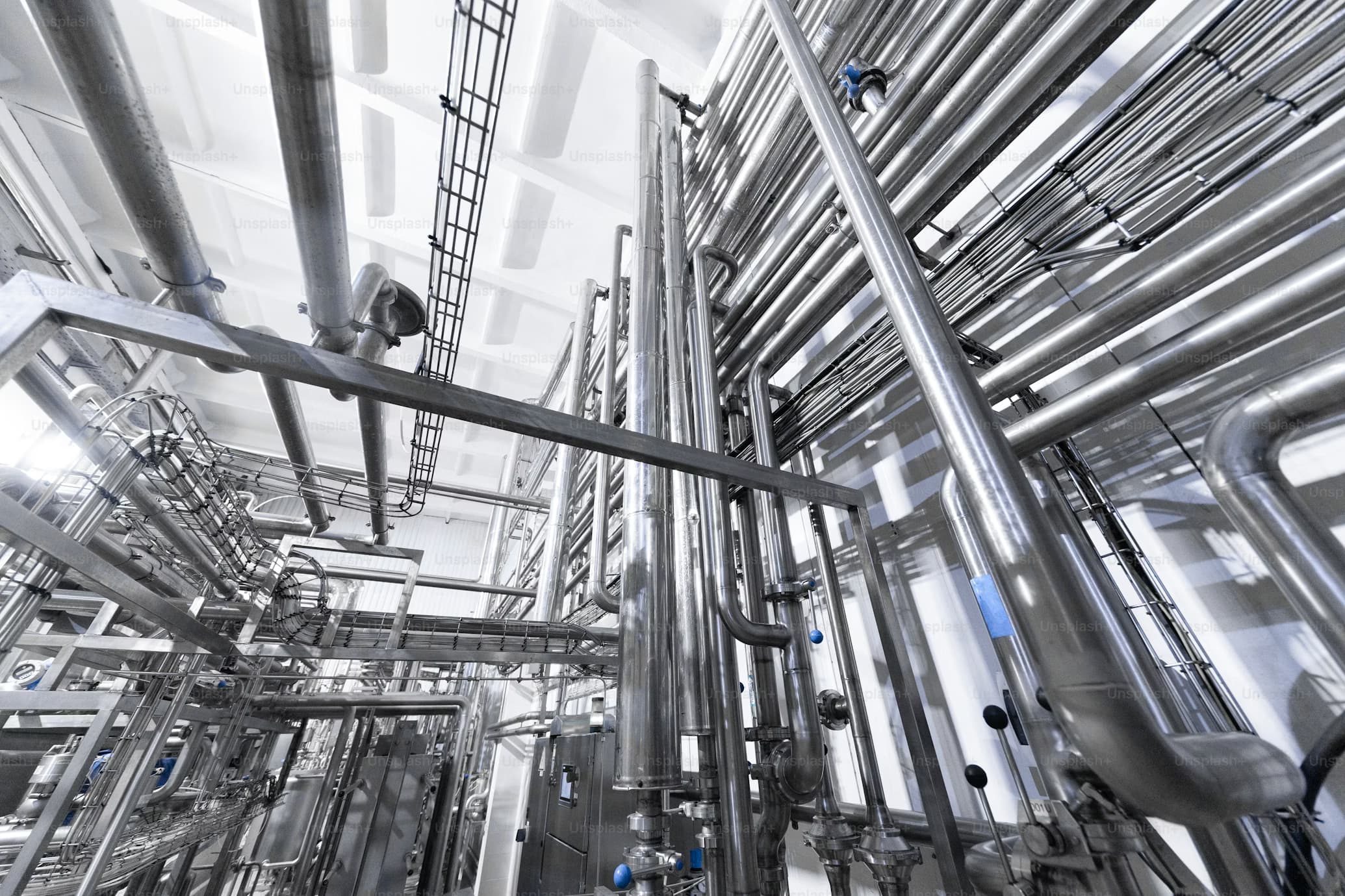 Steel structure installation at industrial construction site